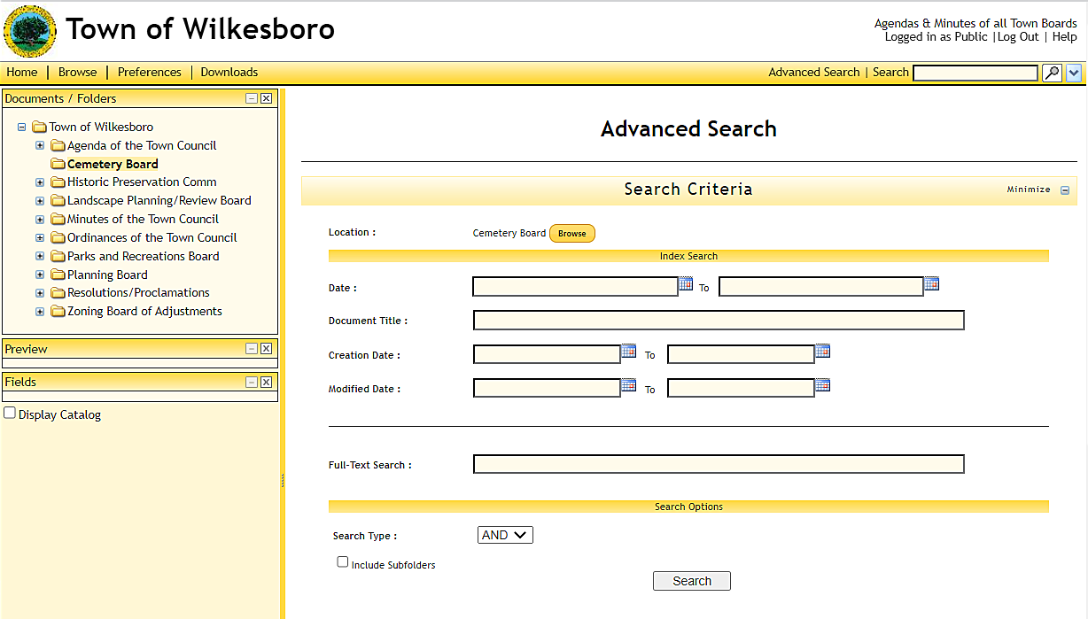 Document Mountain Advanced Search