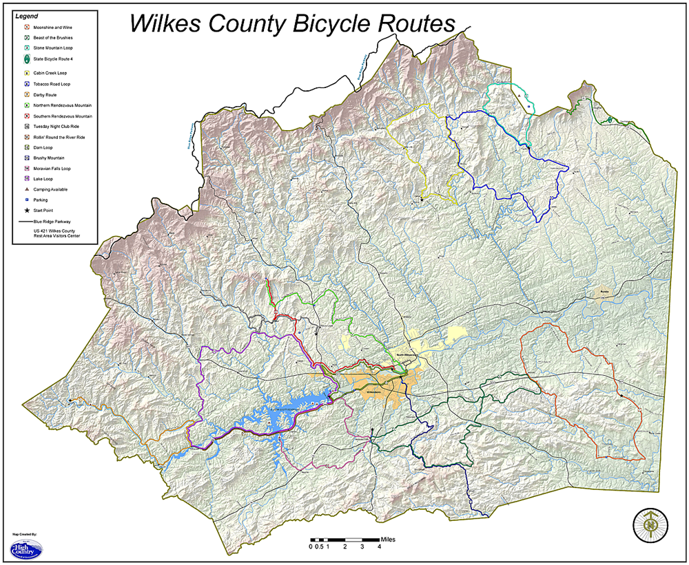 Wilkes County Bike Route Map image