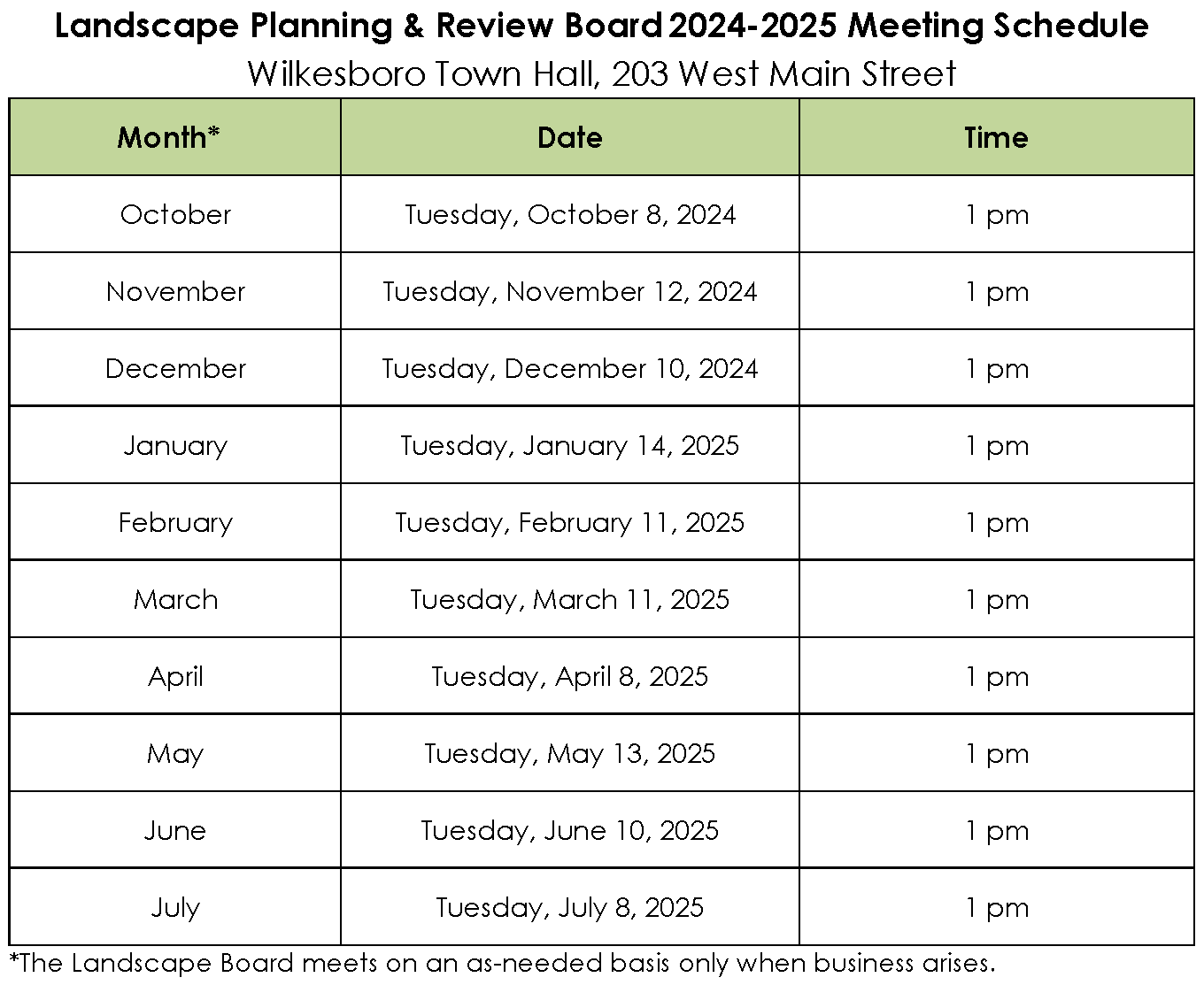 2023-2024 Landscape Meeting Schedule